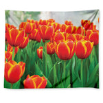 Red And Yellow Tulip Print Tapestry