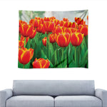 Red And Yellow Tulip Print Tapestry