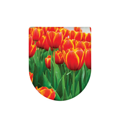 Red And Yellow Tulip Print Toilet Lid Cover