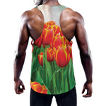 Red And Yellow Tulip Print Training Tank Top