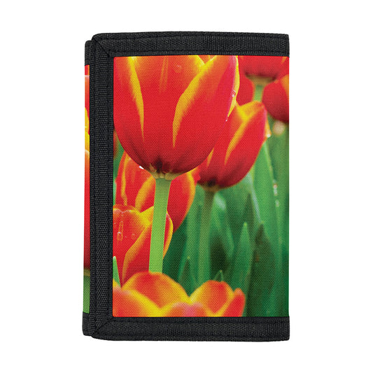 Red And Yellow Tulip Print Trifold Wallet