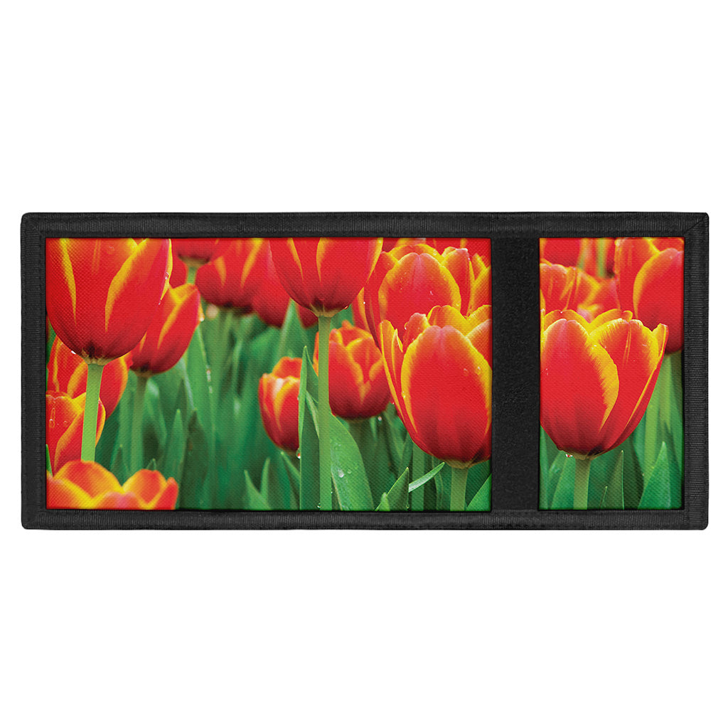 Red And Yellow Tulip Print Trifold Wallet