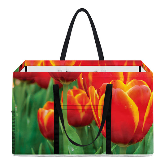 Red And Yellow Tulip Print Utility Tote Bag