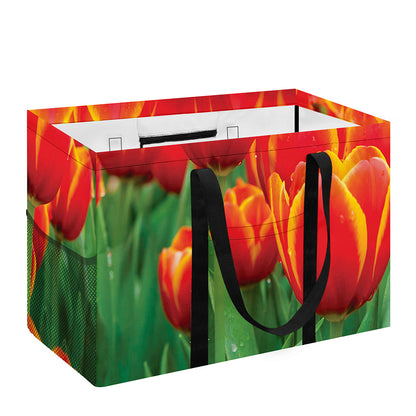 Red And Yellow Tulip Print Utility Tote Bag