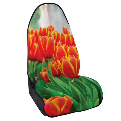 Red And Yellow Tulip Print Waterproof Car Seat Cover