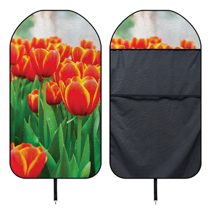 Red And Yellow Tulip Print Waterproof Car Seat Cover
