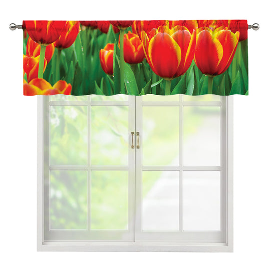 Red And Yellow Tulip Print Window Valance
