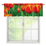 Red And Yellow Tulip Print Window Valance