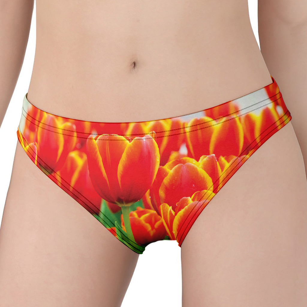 Red And Yellow Tulip Print Women's Panties