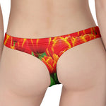 Red And Yellow Tulip Print Women's Thong