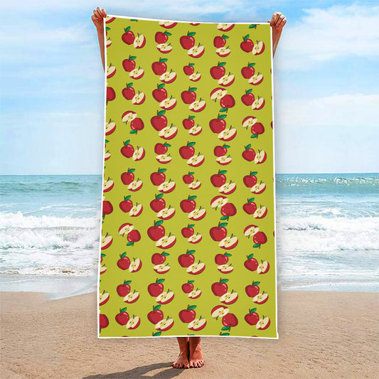 Red Apple Fruit Pattern Print Beach Towel