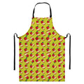 Red Apple Fruit Pattern Print Bib Apron With Pocket