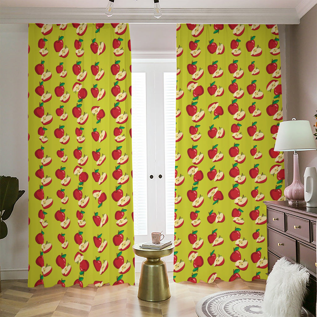 Red Apple Fruit Pattern Print Blackout Pencil Pleat Curtains