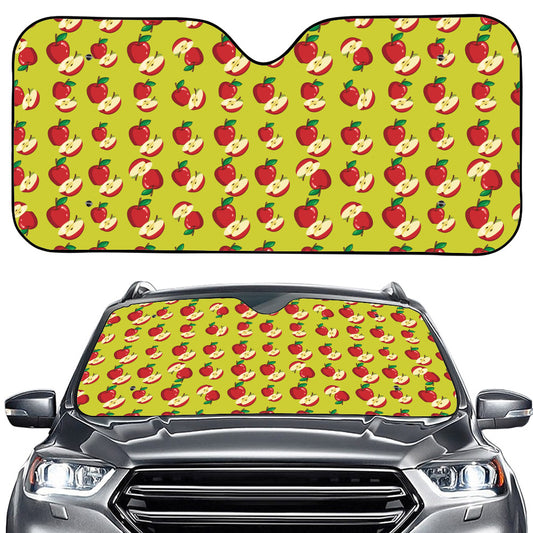 Red Apple Fruit Pattern Print Car Windshield Sun Shade