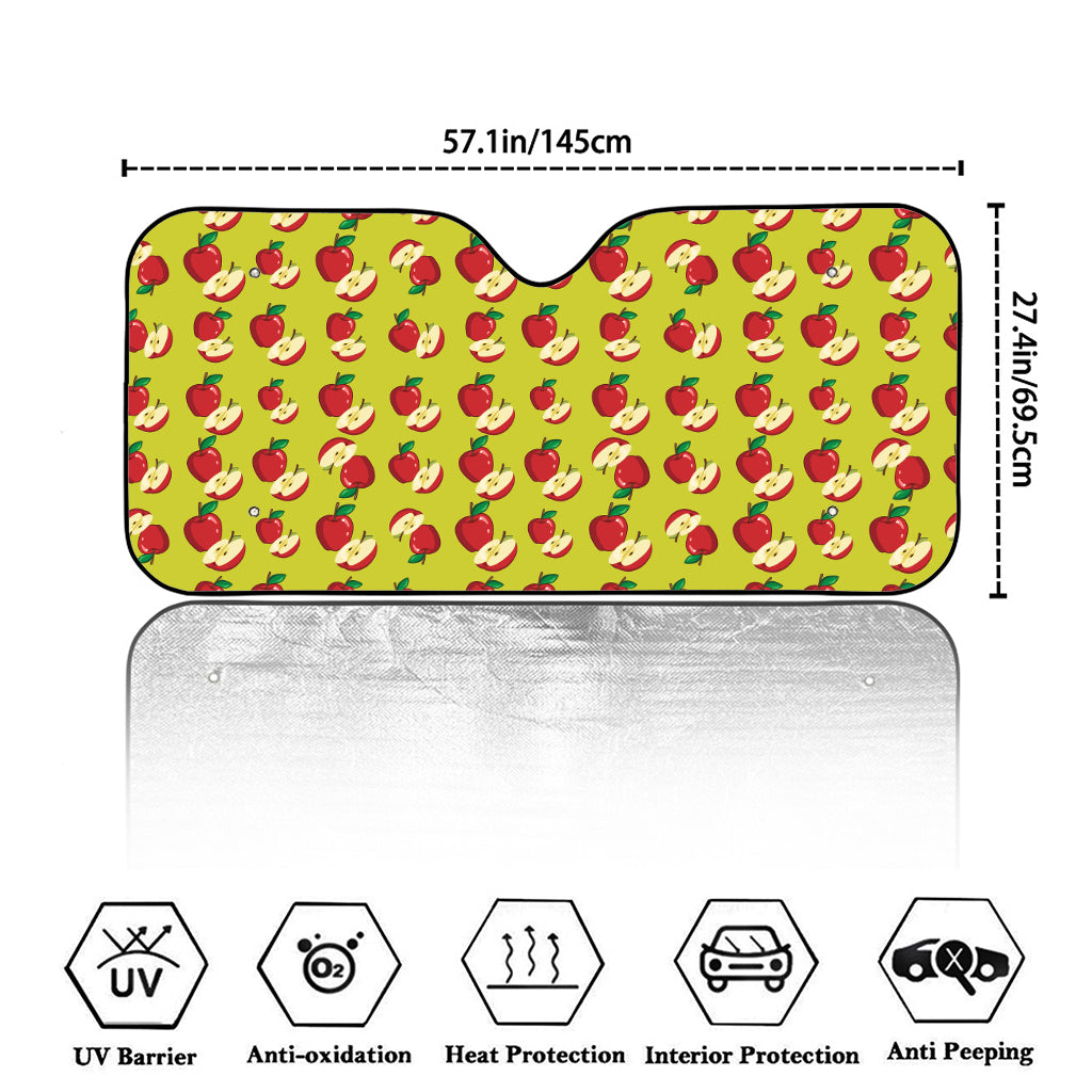 Red Apple Fruit Pattern Print Car Windshield Sun Shade
