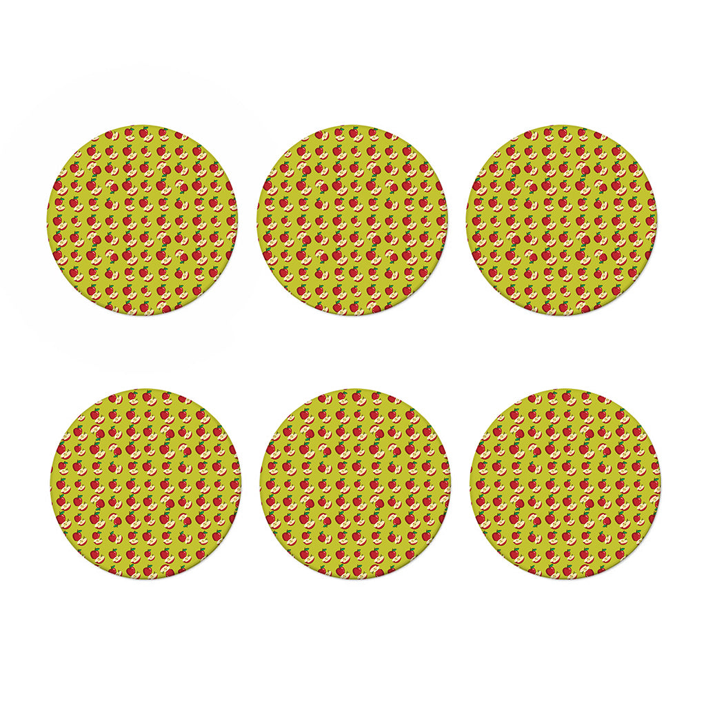 Red Apple Fruit Pattern Print Coaster Set
