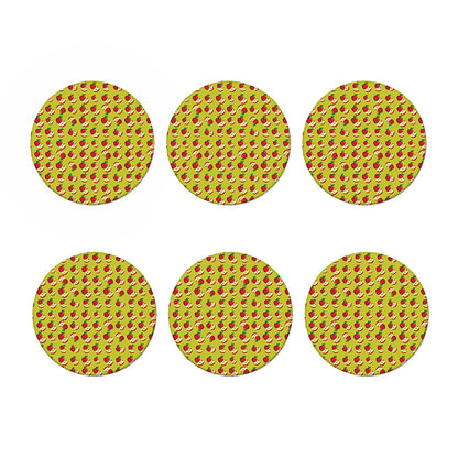 Red Apple Fruit Pattern Print Coaster Set
