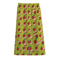 Red Apple Fruit Pattern Print Cotton Front Slit Maxi Skirt