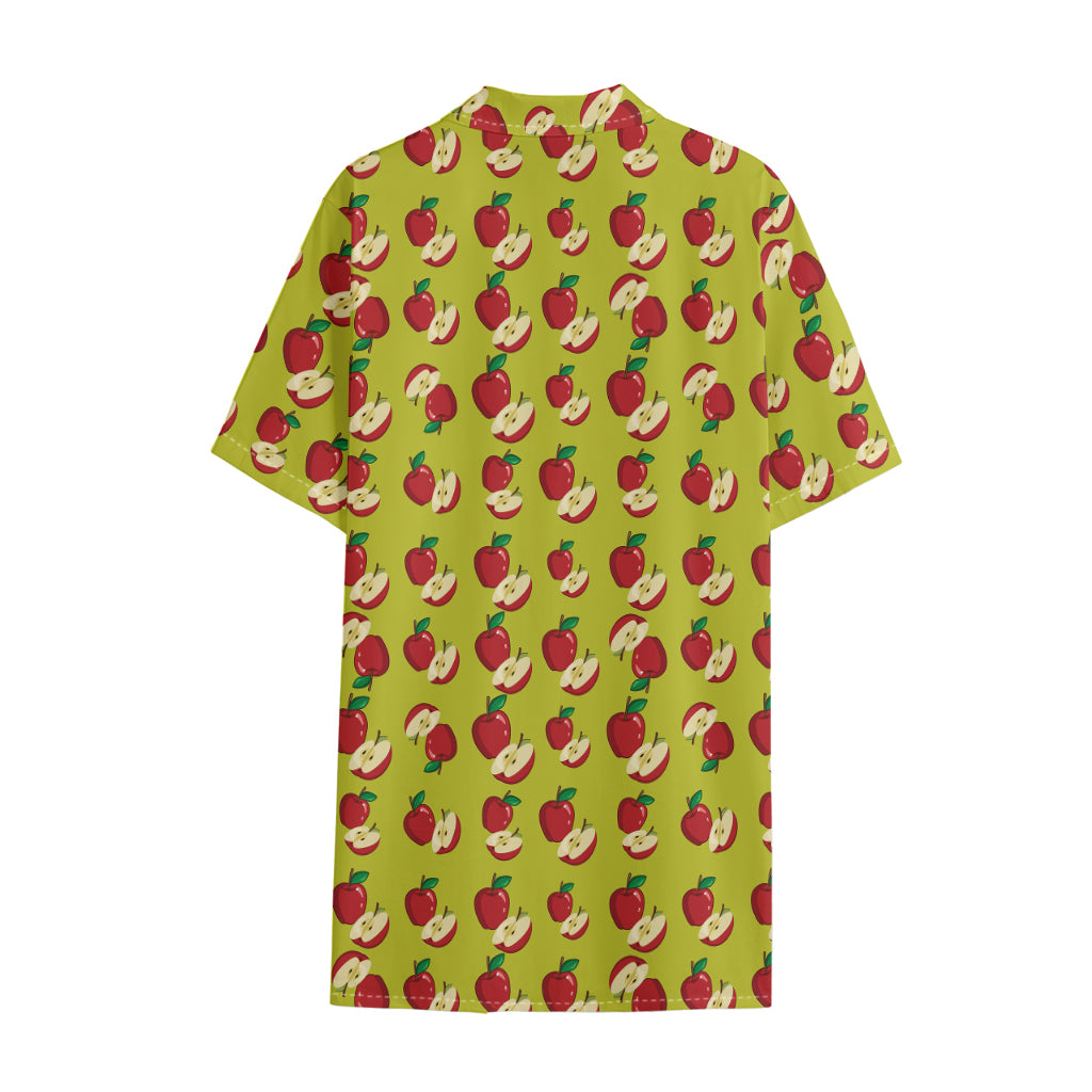 Red Apple Fruit Pattern Print Cotton Hawaiian Shirt