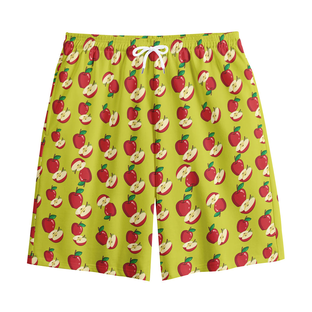 Red Apple Fruit Pattern Print Cotton Shorts