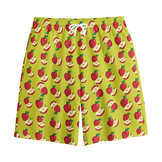 Red Apple Fruit Pattern Print Cotton Shorts