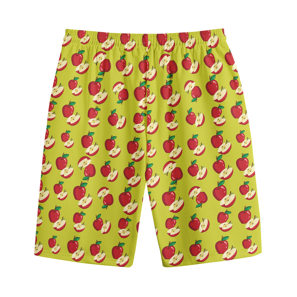 Red Apple Fruit Pattern Print Cotton Shorts