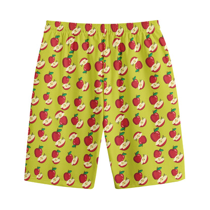 Red Apple Fruit Pattern Print Cotton Shorts