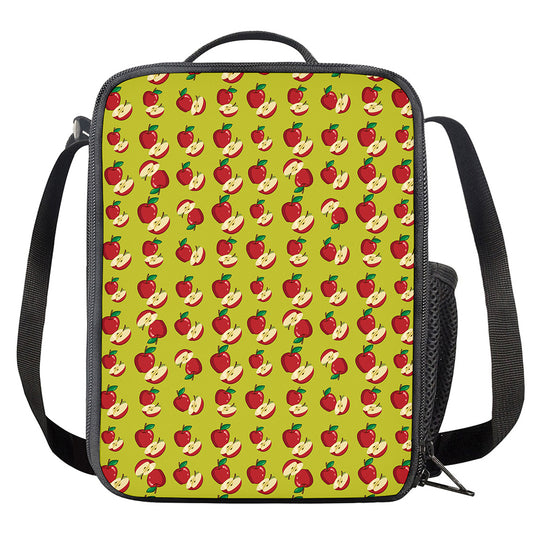 Red Apple Fruit Pattern Print Crossbody Lunch Bag
