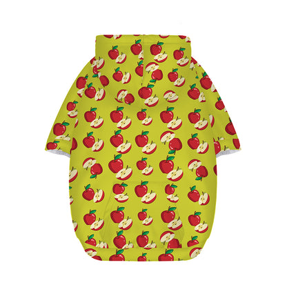 Red Apple Fruit Pattern Print Dog Zip Up Hoodie