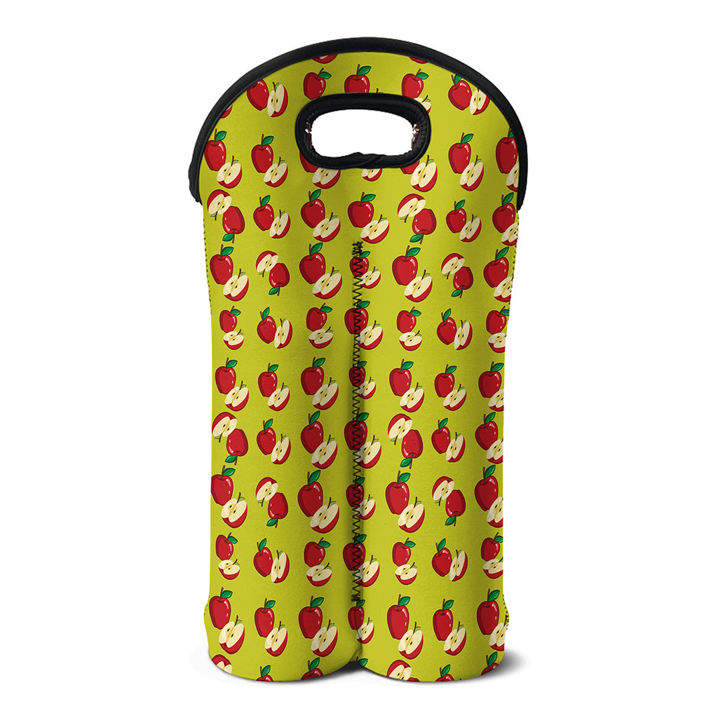 Red Apple Fruit Pattern Print Double Neoprene Wine Tote