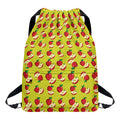 Red Apple Fruit Pattern Print Drawstring Backpack