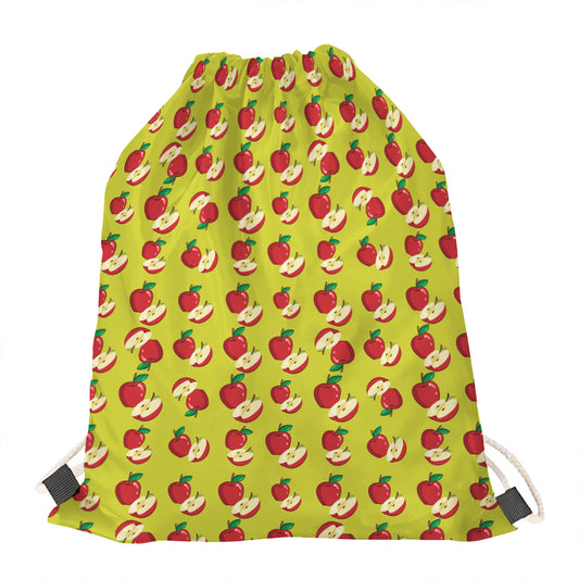 Red Apple Fruit Pattern Print Drawstring Bag