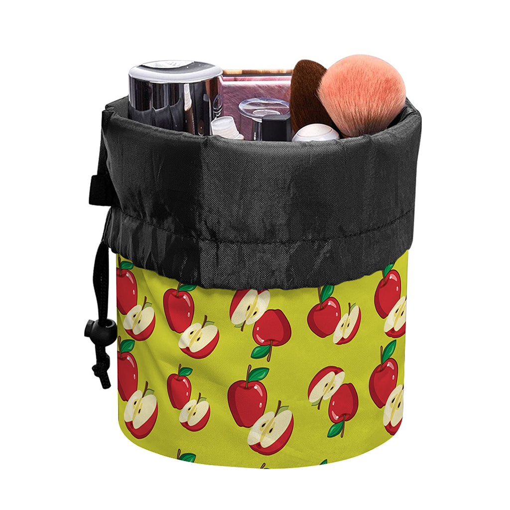 Red Apple Fruit Pattern Print Drawstring Makeup Bag