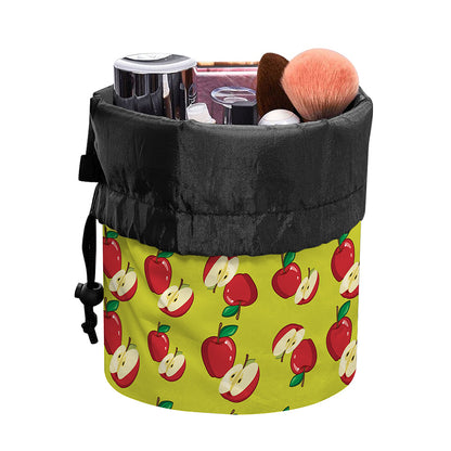 Red Apple Fruit Pattern Print Drawstring Makeup Bag