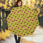 Red Apple Fruit Pattern Print Foldable Umbrella