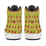 Red Apple Fruit Pattern Print High Top Leather Sneakers