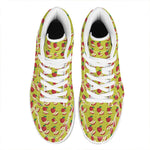 Red Apple Fruit Pattern Print High Top Leather Sneakers