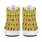 Red Apple Fruit Pattern Print High Top Leather Sneakers