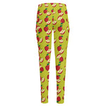 Red Apple Fruit Pattern Print High-Waisted Pocket Leggings