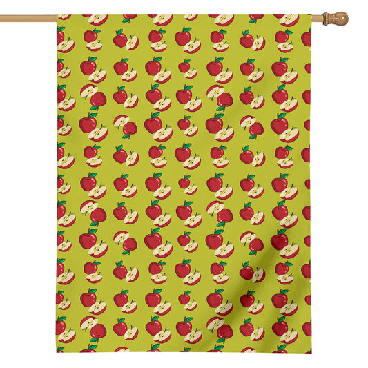 Red Apple Fruit Pattern Print House Flag