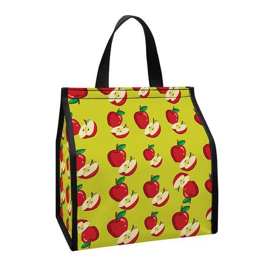 Red Apple Fruit Pattern Print Insulated Lunch Tote