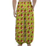 Red Apple Fruit Pattern Print Lantern Pants