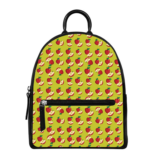 Red Apple Fruit Pattern Print Leather Backpack