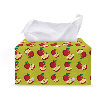 Red Apple Fruit Pattern Print Leather Tissue Box Cover