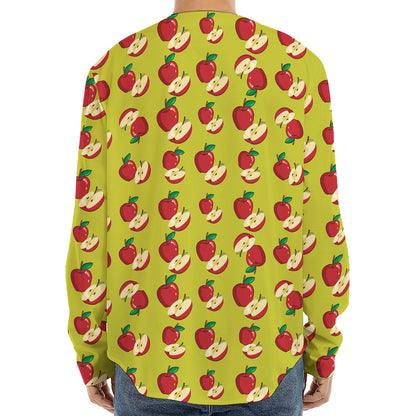 Red Apple Fruit Pattern Print Long Sleeve Baseball Jersey