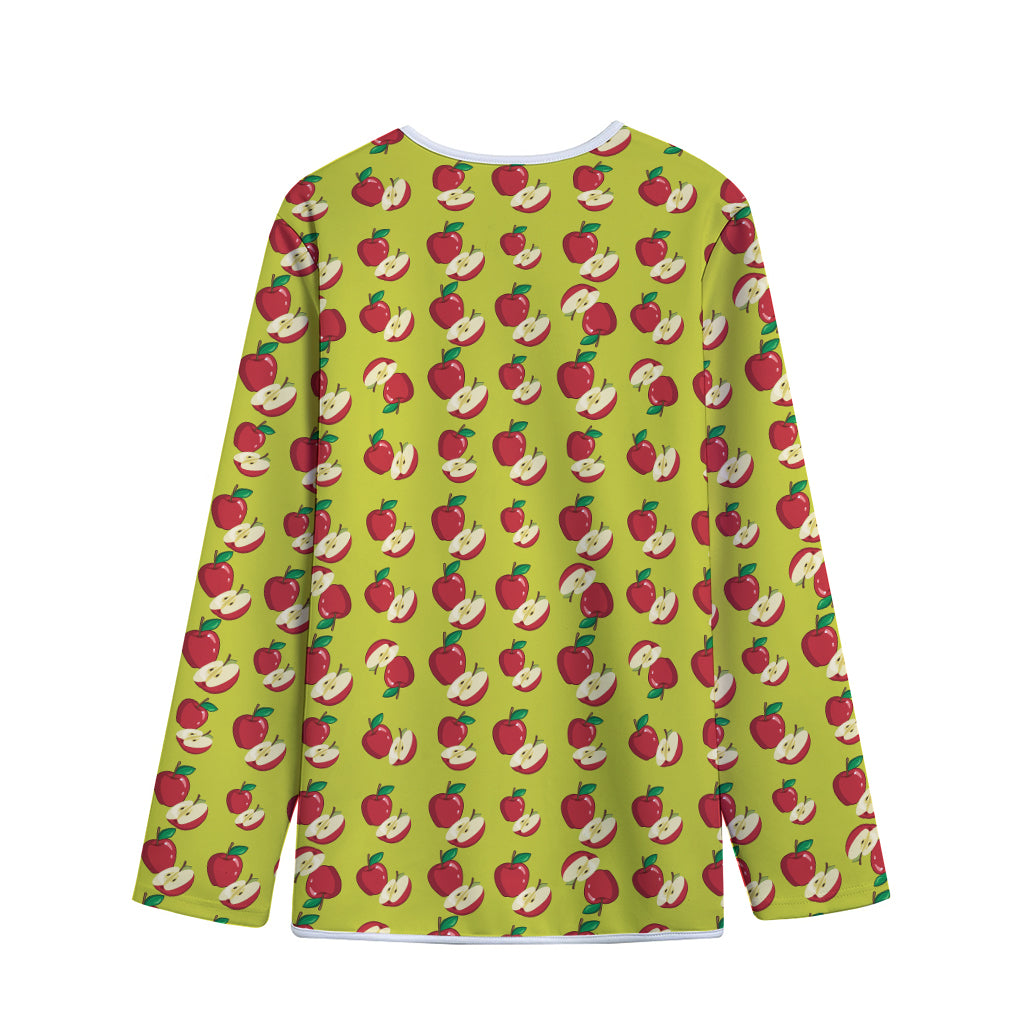 Red Apple Fruit Pattern Print Long Sleeve Short Coat