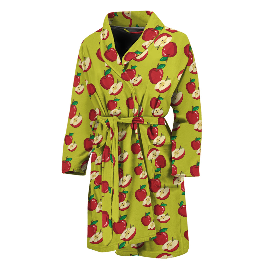 Red Apple Fruit Pattern Print Men's Bathrobe