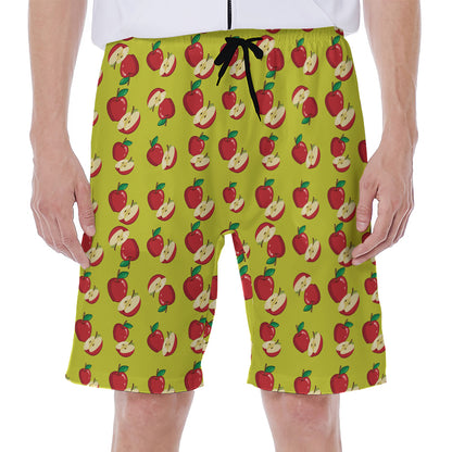 Red Apple Fruit Pattern Print Men's Beach Shorts