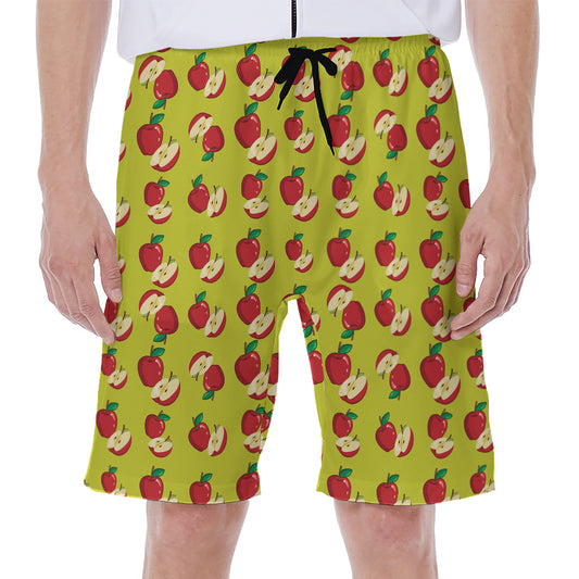Red Apple Fruit Pattern Print Men's Beach Shorts