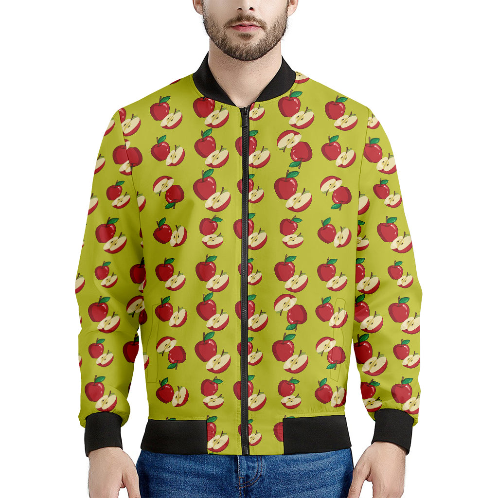 Red Apple Fruit Pattern Print Men's Bomber Jacket